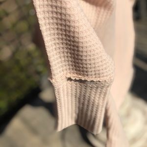 Waffle off the shoulder cream top